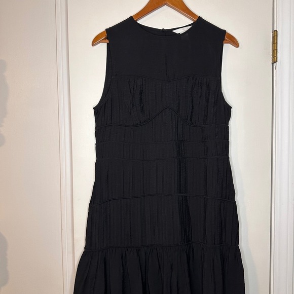 H&M Black Maxi Dress Sleeveless Pleated Tiered Casual Summer Dress Women's M - Picture 4 of 9